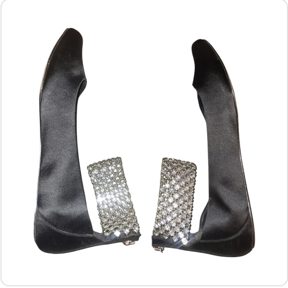 Ballet flats shoes size 10 By Blake Scott black satin with attached anklet EUC - Picture 3 of 6